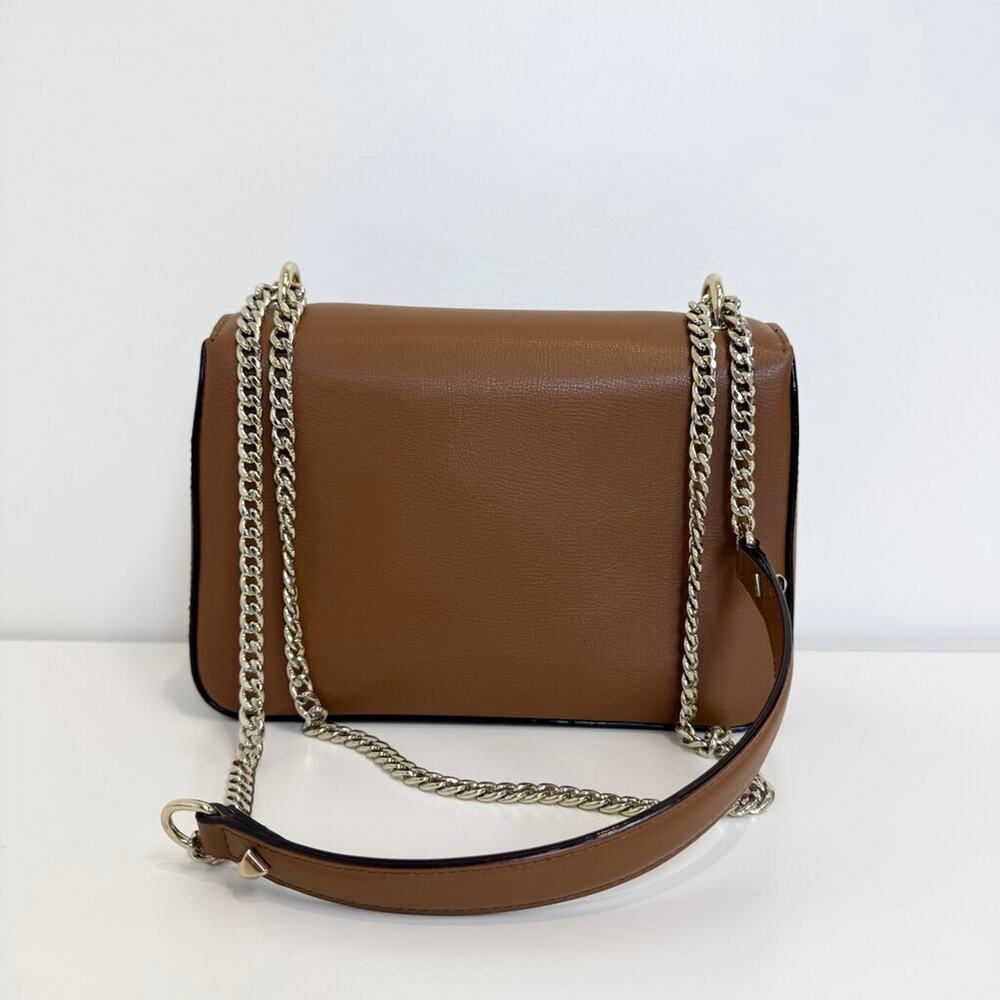 Jimmy Choo Brown Leather Crossbody Shoulder Bag Adjustable Gold Chain Crossbody - Picture 3 of 8
